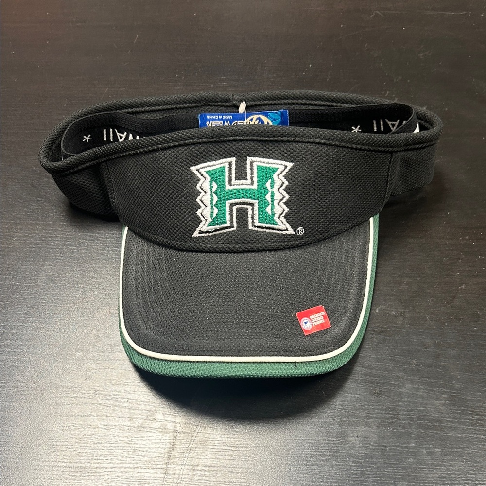 New with Tags Black Hawaii Visor with Green Logo